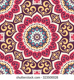 Seamless pattern. Vintage decorative elements. Hand drawn background. Islam, Arabic, Indian, ottoman motifs.