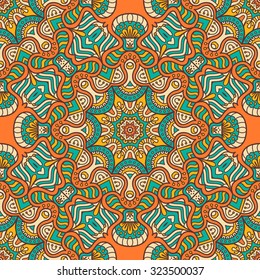 Seamless pattern. Vintage decorative elements. Hand drawn background. Islam, Arabic, Indian, ottoman motifs.