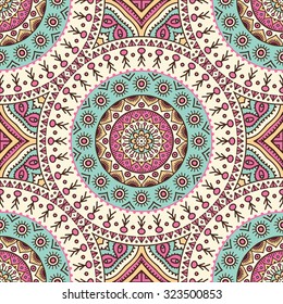 Seamless pattern. Vintage decorative elements. Hand drawn background. Islam, Arabic, Indian, ottoman motifs.