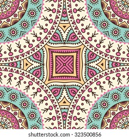 Seamless pattern. Vintage decorative elements. Hand drawn background. Islam, Arabic, Indian, ottoman motifs.