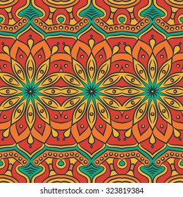 Seamless pattern. Vintage decorative elements. Hand drawn background. Islam, Arabic, Indian, ottoman motifs.