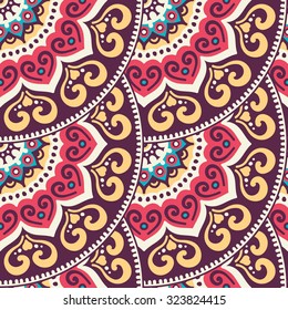 Seamless pattern. Vintage decorative elements. Hand drawn background. Islam, Arabic, Indian, ottoman motifs.