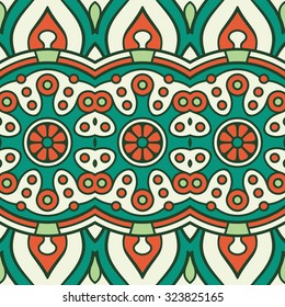 Seamless pattern. Vintage decorative elements. Hand drawn background. Islam, Arabic, Indian, ottoman motifs.