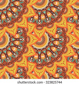 Seamless pattern. Vintage decorative elements. Hand drawn background. Islam, Arabic, Indian, ottoman motifs.