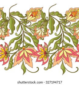 Seamless pattern. Vintage decorative elements. Hand drawn background. Islam, Arabic, Indian, ottoman motifs. Perfect for printing on fabric or paper.