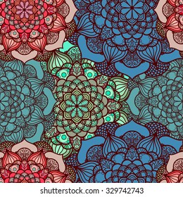 Seamless pattern. Vintage decorative elements. Hand drawn background. Islam, Arabic, Indian, ottoman motifs. Perfect for printing on fabric or paper.