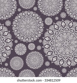 Seamless pattern. Vintage decorative elements. Hand drawn decor background. Islam, Arabic, Indian, ottoman motifs. Perfect for printing on fabric or paper