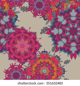 Seamless pattern. Vintage decorative elements. Hand drawn background. Islam, Arabic, Indian, ottoman motifs. Perfect for printing on fabric or paper.