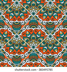 Seamless pattern. Vintage decorative elements. Oriental pattern, vector illustration.  Islam, Arabic, Indian, Turkish, Pakistan, Chinese, Moroccan, Ottoman motifs