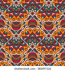 Seamless pattern. Vintage decorative elements. Oriental pattern, vector illustration.  Islam, Arabic, Indian, Turkish, Pakistan, Chinese, Moroccan, Ottoman motifs
