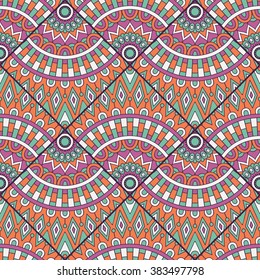 Seamless pattern. Vintage decorative elements. Oriental pattern, vector illustration.  Islam, Arabic, Indian, Turkish, Pakistan, Chinese, Moroccan, Ottoman motifs