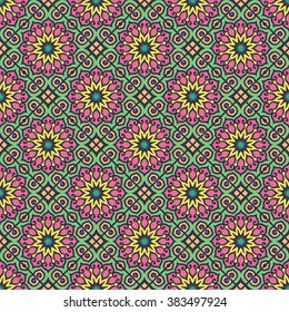 Seamless pattern. Vintage decorative elements. Oriental pattern, vector illustration.  Islam, Arabic, Indian, Turkish, Pakistan, Chinese, Moroccan, Ottoman motifs
