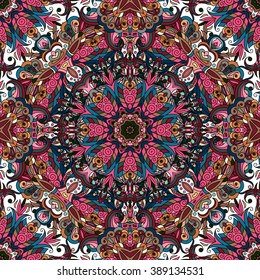 Seamless pattern. Vintage decorative elements. Hand drawn background. Islam, Arabic, Indian, ottoman motifs. Colorful pattern.