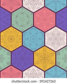 Seamless pattern. Vintage decorative elements. Hand drawn background. Islam, Arabic, Indian, ottoman motifs. Perfect for printing on fabric or paper.