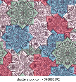 Seamless pattern. Vintage decorative elements. Hand drawn background. Islam, Arabic, Indian, ottoman motifs. Perfect for printing on fabric or paper