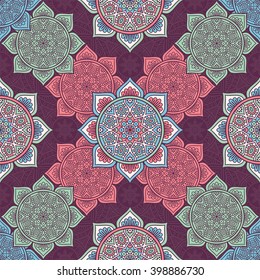 Seamless pattern. Vintage decorative elements. Hand drawn background. Islam, Arabic, Indian, ottoman motifs. Perfect for printing on fabric or paper