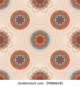 Seamless pattern. Vintage decorative elements. Hand drawn background. Islam, Arabic, Indian, ottoman motifs. Perfect for printing on fabric or paper