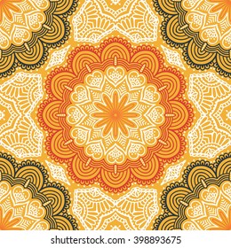 Seamless pattern. Vintage decorative elements. Hand drawn background. Islam, Arabic, Indian, ottoman motifs. Perfect for printing on fabric or paper