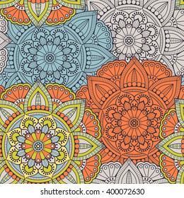 Seamless pattern. Vintage decorative elements. Hand drawn background. Islam, Arabic, Indian, ottoman motifs. Perfect for printing on fabric or paper