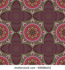 Seamless pattern. Vintage decorative elements. Hand drawn background. Islam, Arabic, Indian, ottoman motifs. Perfect for printing on fabric or paper