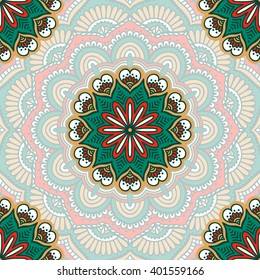 Seamless pattern. Vintage decorative elements. Hand drawn background. Islam, Arabic, Indian, ottoman motifs. Perfect for printing on fabric or paper