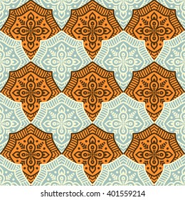 Seamless pattern. Vintage decorative elements. Hand drawn background. Islam, Arabic, Indian, ottoman motifs. Perfect for printing on fabric or paper