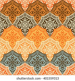 Seamless pattern. Vintage decorative elements. Hand drawn background. Islam, Arabic, Indian, ottoman motifs. Perfect for printing on fabric or paper