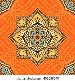 Seamless pattern. Vintage decorative elements. Hand drawn background. Islam, Arabic, Indian, ottoman motifs. Perfect for printing on fabric or paper
