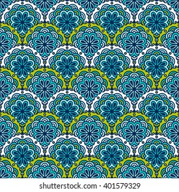 Seamless pattern. Vintage decorative elements. Hand drawn background. Islam, Arabic, Indian, ottoman motifs. Perfect for printing on fabric or paper