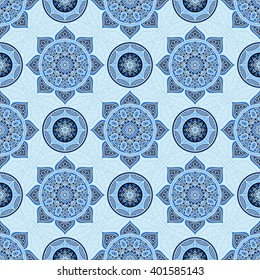 Seamless pattern. Vintage decorative elements. Hand drawn background. Islam, Arabic, Indian, ottoman motifs. Perfect for printing on fabric or paper