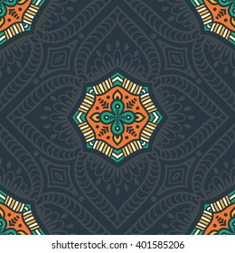 Seamless pattern. Vintage decorative elements. Hand drawn background. Islam, Arabic, Indian, ottoman motifs. Perfect for printing on fabric or paper