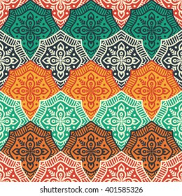Seamless pattern. Vintage decorative elements. Hand drawn background. Islam, Arabic, Indian, ottoman motifs. Perfect for printing on fabric or paper