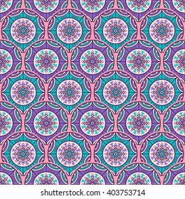 Seamless pattern. Vintage decorative elements. Hand drawn background. Islam, Arabic, Indian, ottoman motifs. Perfect for printing on fabric or paper.