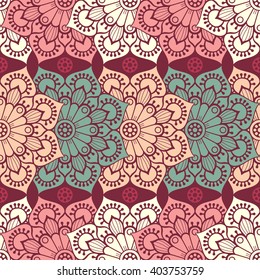 Seamless pattern. Vintage decorative elements. Hand drawn background. Islam, Arabic, Indian, ottoman motifs. Perfect for printing on fabric or paper.