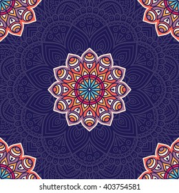 Seamless pattern. Vintage decorative elements. Hand drawn background. Islam, Arabic, Indian, ottoman motifs. Perfect for printing on fabric or paper.