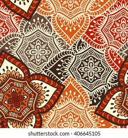 Seamless pattern. Vintage decorative elements. Hand drawn background. Islam, Arabic, Indian, ottoman motifs. Perfect for printing on fabric or paper