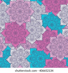 Seamless pattern. Vintage decorative elements. Hand drawn background. Islam, Arabic, Indian, ottoman motifs. Perfect for printing on fabric or paper