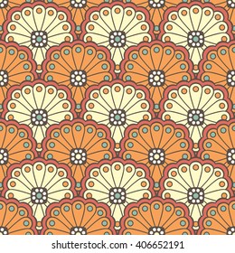Seamless pattern. Vintage decorative elements. Hand drawn background. Islam, Arabic, Indian, ottoman motifs. Perfect for printing on fabric or paper