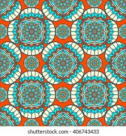 Seamless pattern. Vintage decorative elements. Hand drawn background. Islam, Arabic, Indian, ottoman motifs. Perfect for printing on fabric or paper
