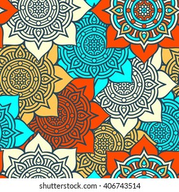 Seamless pattern. Vintage decorative elements. Hand drawn background. Islam, Arabic, Indian, ottoman motifs. Perfect for printing on fabric or paper