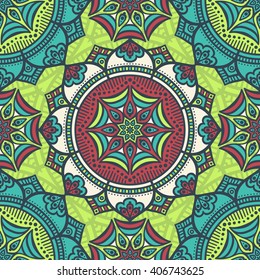 Seamless pattern. Vintage decorative elements. Hand drawn background. Islam, Arabic, Indian, ottoman motifs. Perfect for printing on fabric or paper