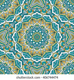 Seamless pattern. Vintage decorative elements. Hand drawn background. Islam, Arabic, Indian, ottoman motifs. Perfect for printing on fabric or paper