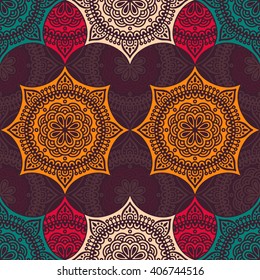 Seamless pattern. Vintage decorative elements. Hand drawn background. Islam, Arabic, Indian, ottoman motifs. Perfect for printing on fabric or paper