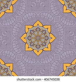 Seamless pattern. Vintage decorative elements. Hand drawn background. Islam, Arabic, Indian, ottoman motifs. Perfect for printing on fabric or paper