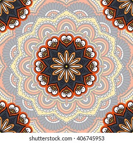 Seamless pattern. Vintage decorative elements. Hand drawn background. Islam, Arabic, Indian, ottoman motifs. Perfect for printing on fabric or paper