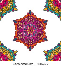 Seamless pattern. Vintage decorative elements. Hand drawn background. Islam, Arabic, Indian, ottoman motifs. Perfect for printing on fabric or paper