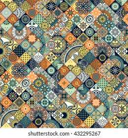 Seamless pattern. Vintage decorative elements. Hand drawn background. Islam, Arabic, Indian, ottoman motifs. Perfect for printing on fabric or paper.