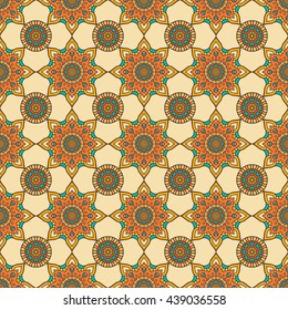 Seamless pattern. Vintage decorative elements. Hand drawn background. Islam, Arabic, Indian, ottoman motifs. Perfect for printing on fabric or paper.