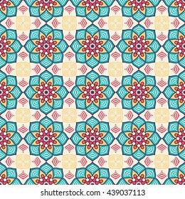 Seamless pattern. Vintage decorative elements. Hand drawn background. Islam, Arabic, Indian, ottoman motifs. Perfect for printing on fabric or paper.