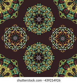 Seamless pattern. Vintage decorative elements. Hand drawn background. Islam, Arabic, Indian, ottoman motifs. Perfect for printing on fabric or paper.
